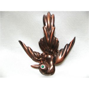 画像: シルバー製銅色の鳥ブローチ(ヴィンテージ)